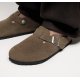 Birkenstock Boston Suede Leather Dark Tea Med blød fodseng HERRE (BRED)