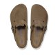 Birkenstock Boston Suede Leather Dark Tea Med blød fodseng HERRE (BRED)