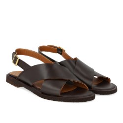 Angulus 5637 sandal med krydsrem i mørkebrun skind