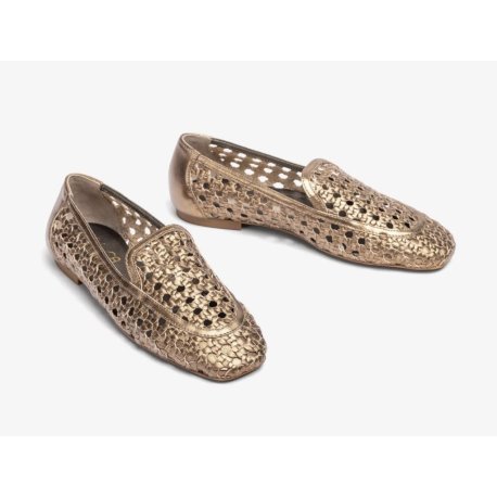 Unisa BAIX loafer i flettet platino skind