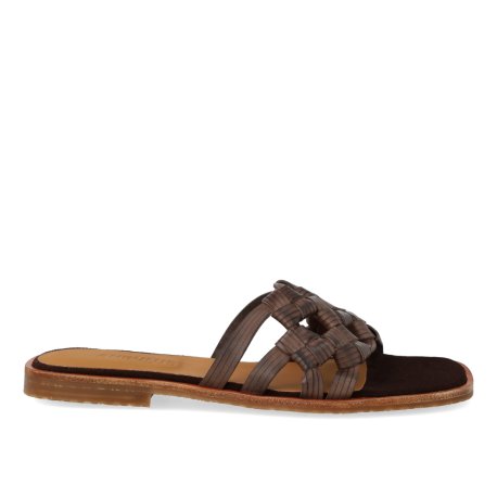 Angulus 5879 flettet slip in sandal i mørkebrun
