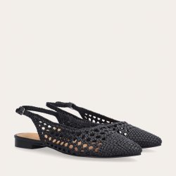 Billi Bi A9571 ballerina i flettet sort skind