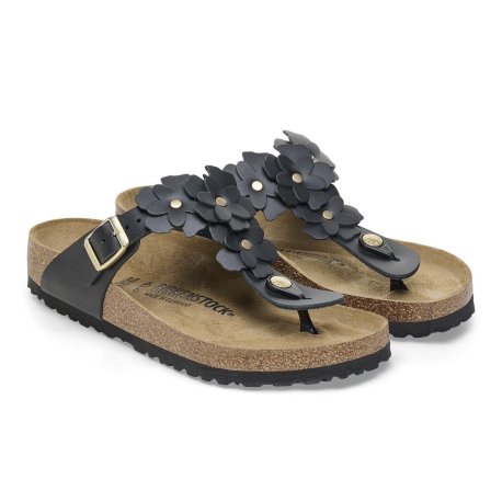 Birkenstock Gizeh Flower sort læder
