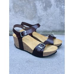 Bella Moda 23636 kilehæl sandal i mørkebrunt skind