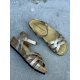 Bella Moda S23637 sandal med kilehæl i guld skind