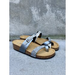 Bella Moda S23609 sandal i sølv glitter