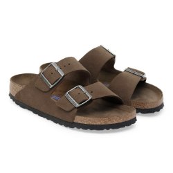 Birkenstock Arizona Suede Leather Dark Tea med blød fodseng