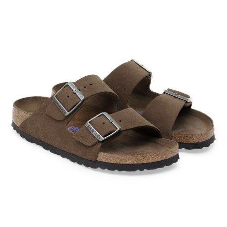 Birkenstock Arizona Suede Leather Dark Tea med blød fodseng