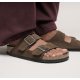 Birkenstock Arizona Suede Leather Dark Tea med blød fodseng