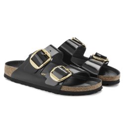 Birkenstock Arizona BRED Big Buckle High Shine sort læder