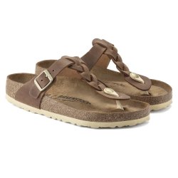 Birkenstock Gizeh Braided Oiled Leather Cognac