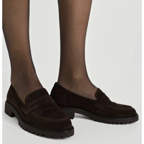 Tamaris 24300 loafer i mørkebrun ruskind