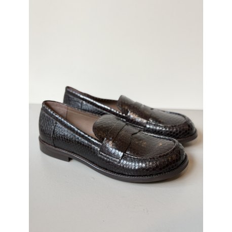 Wonders A-4620 Loafer i mørkebrun crocoskind