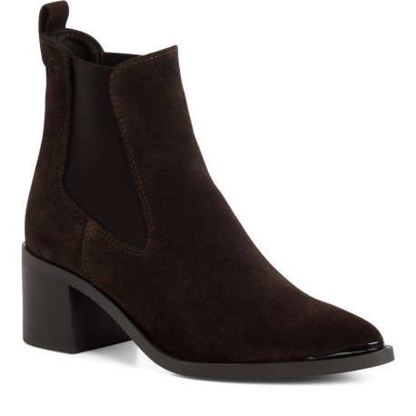 Tamaris 25301 spidssnudet støvle i mocca ruskind