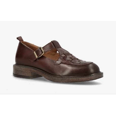 Shoedesign Moala Mary Jane loafer i mørkebrun skind