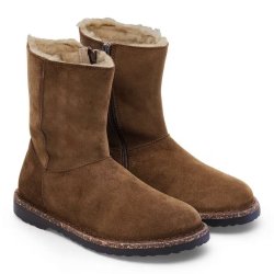 Birkenstock Uppsala Sherling Zip i Dark Tea ruskind
