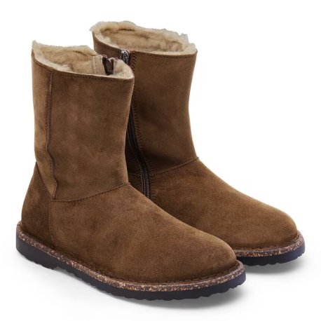 Birkenstock Uppsala Sherling Zip i Dark Tea ruskind