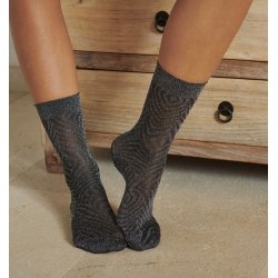 MP woman 79780 strømpe i sort glimmer med print