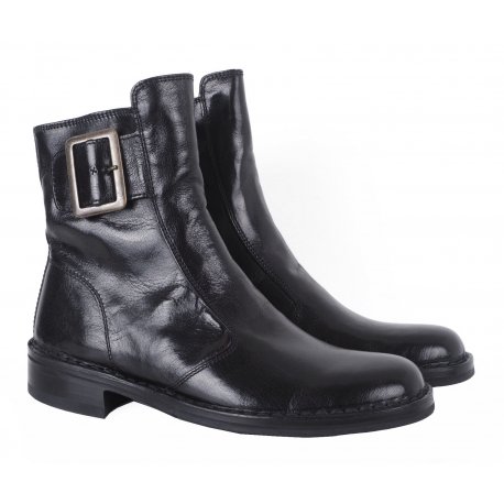 Bubetti - klassisk sort støvle med spænde