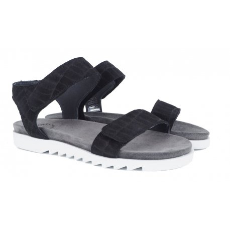 Cashott 21040 sort sandal med hvide såler og velcro remme