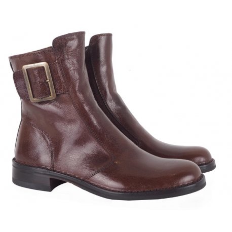 Bubetti 2047 støvle i brun læder med spænde på ydersiden