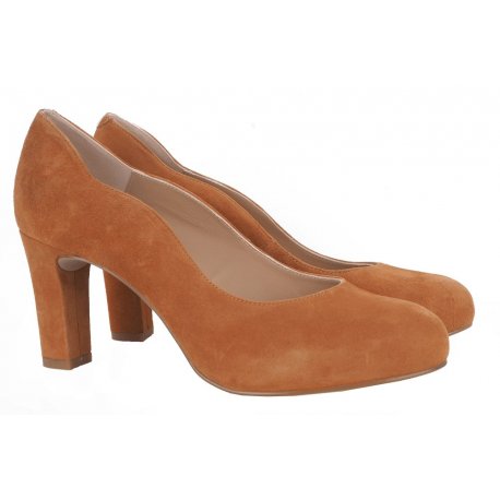 Unisa NOTES pumps i cognac farvet ruskind