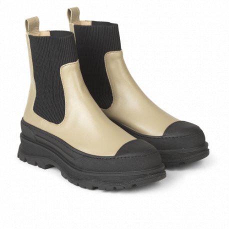 Angulus 7708 støvler i beige skind med chunky såler - Sko & Støvler: 41