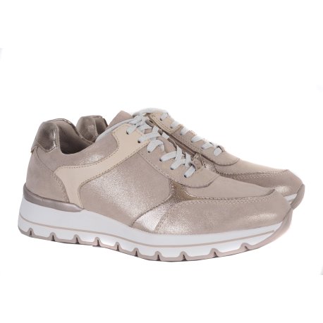 Tamaris 23719 sneaker i champagne skind kombi