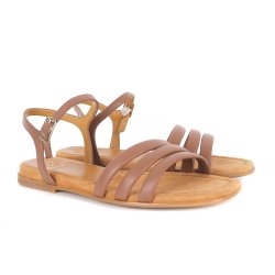 Unisa SADDLE sandal med remme i brun skind
